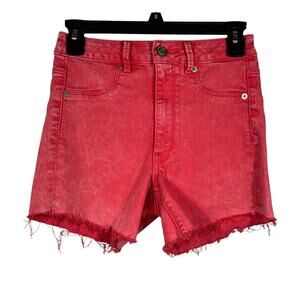 American Eagle SZ 2 Shorts Mid-Rise Stretch Zip-Fly Rear Frayed Hems Pink Wash